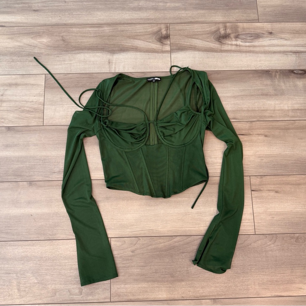 Fashion Nova Forest Green Corset Crop Top